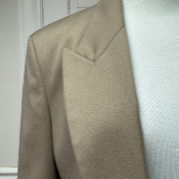 ZARA Cropped Lapel Blazer Taupe Brown Tailored Blazer Open Front Womens Academia - Picture 2 of 16